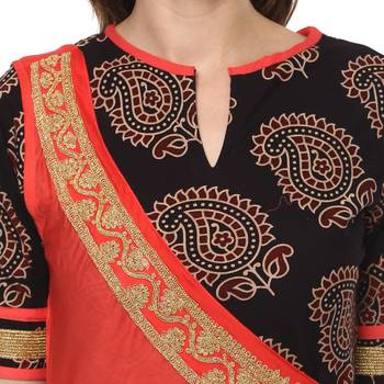 Peach printed rayon kurtas-and-kurtis 5