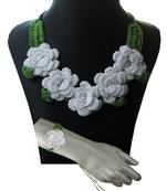 Handmade Crochet Flower Necklace With Bracelet