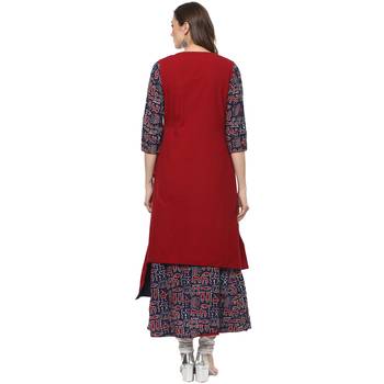 Dark blue printed cotton kurtas-and-kurtis 2
