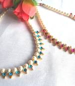 Sea Blue and Dark Pink pearl necklace