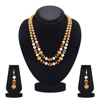 Graceful 2 String Gold Plated Necklace Mala Set For Women 2