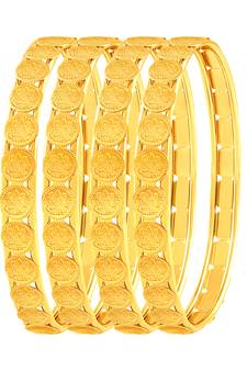 Brilliant Laxmi Coin Gold Plated Set Of 4 Bangles For Women