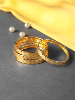 Brilliant Laxmi Coin Gold Plated Set Of 4 Bangles For Women 1