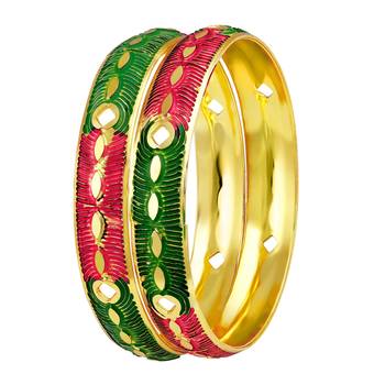 Divine Meenakari Work Gold Plated Enamel Bangle For Women 1