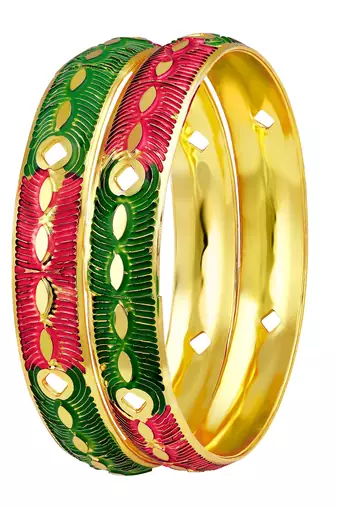 Divine Meenakari Work Gold Plated Enamel Bangle For Women