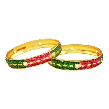 Divine Meenakari Work Gold Plated Enamel Bangle For Women 2
