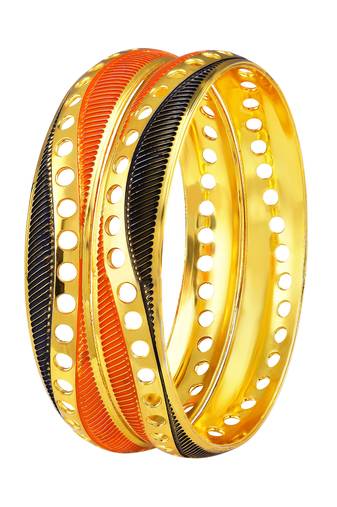 Designer Meenakari Work Gold Plated Enamel Bangle For Women