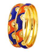 Fashionable Meenakari Work Gold Plated Enamel Bangle For Women