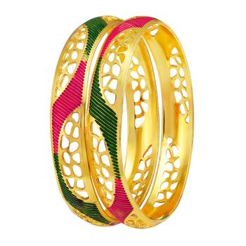 Cluster Meenakari Work Gold Plated Enamel Bangle For Women 1
