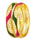 Cluster Meenakari Work Gold Plated Enamel Bangle For Women