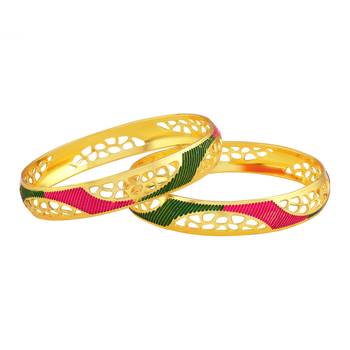 Cluster Meenakari Work Gold Plated Enamel Bangle For Women 2