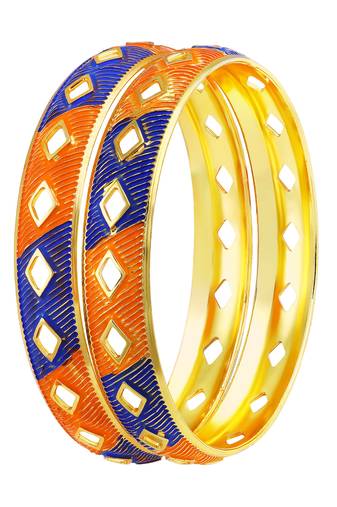 Splendid Meenakari Work Gold Plated Enamel Bangle For Women