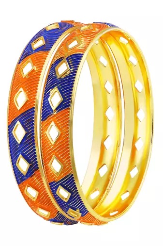 Splendid Meenakari Work Gold Plated Enamel Bangle For Women