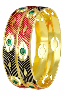 Enchanting Meenakari Work Gold Plated Enamel Bangle For Women