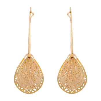 Attractive Dangle Gold Plated Leaf Shape Earring For Women 1
