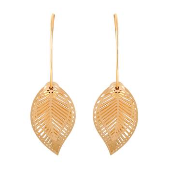 Classy Dangle Gold Plated Leaf Shape Earring For Women 1