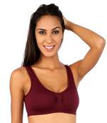 Maroon Cotton and Spandex sport bra bras