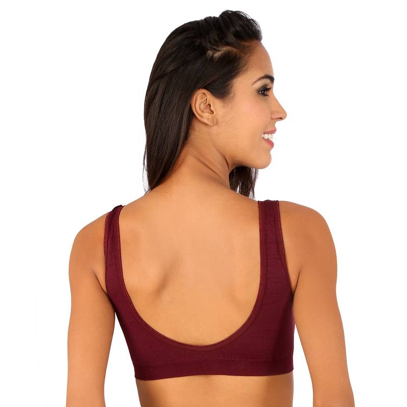 Maroon Cotton and Spandex sport bra bras