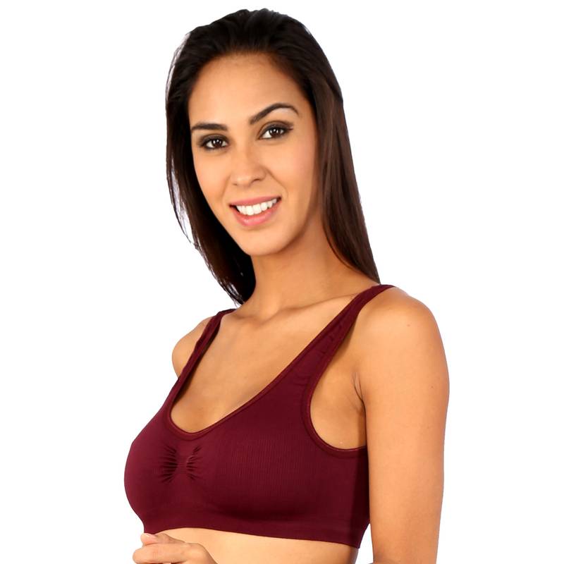 Maroon Cotton and Spandex sport bra bras
