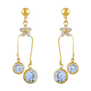 Blossomy Dangle Gold Plated Flower Design Earring For Women 1