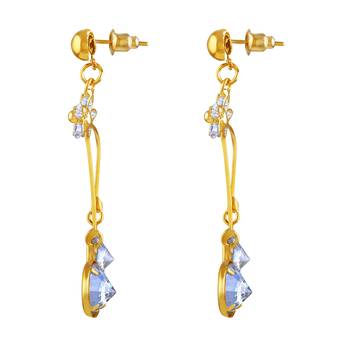 Blossomy Dangle Gold Plated Flower Design Earring For Women 2