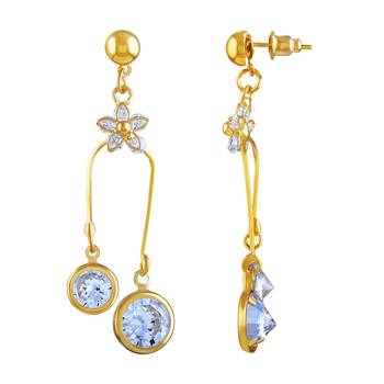 Blossomy Dangle Gold Plated Flower Design Earring For Women 3