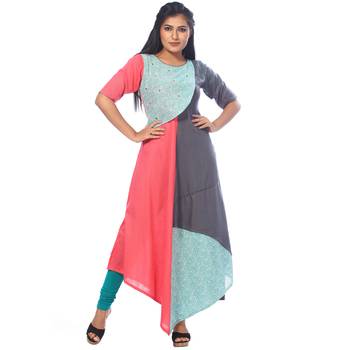 Grey printed linen kurtas-and-kurtis 1
