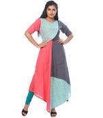 Grey printed linen kurtas-and-kurtis