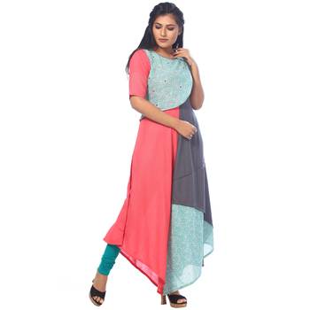 Grey printed linen kurtas-and-kurtis 3
