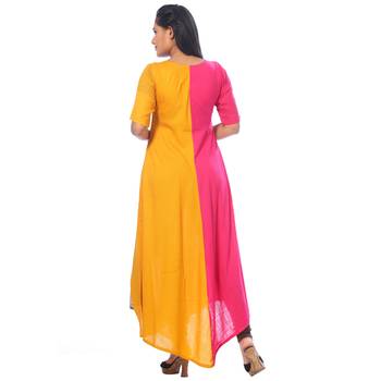 Yellow printed linen kurtas-and-kurtis 2