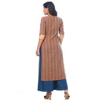 Beige printed cotton kurtas-and-kurtis 2