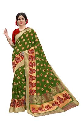 Multicolor woven banarasi art silk saree with blouse 1