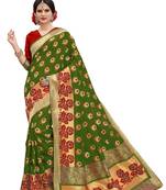 Multicolor woven banarasi art silk saree with blouse