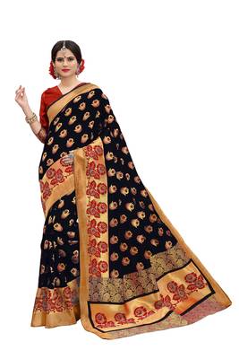 Multicolor banarasi art silk saree with blouse 1