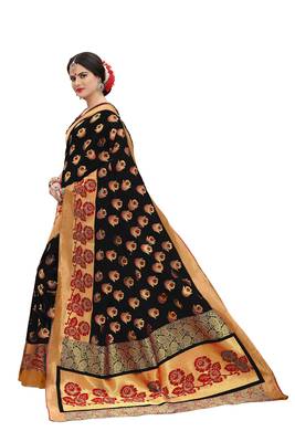 Multicolor banarasi art silk saree with blouse 2