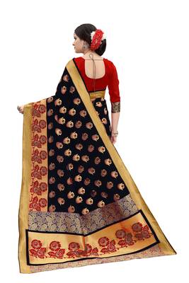 Multicolor banarasi art silk saree with blouse 3