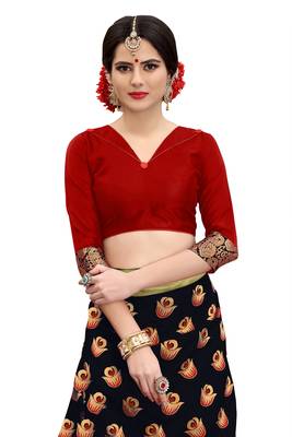 Multicolor banarasi art silk saree with blouse 4