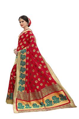Multicolor  banarasi art silk saree with blouse 2