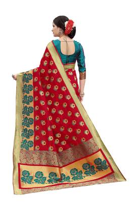 Multicolor  banarasi art silk saree with blouse 3