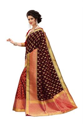 Multicolor banarasi art silk saree with blouse 2