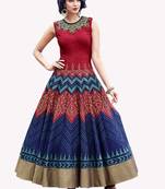 Maroon and Navy Blue Color Dress