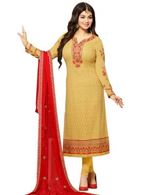 Beige embroidered georgette salwar 1