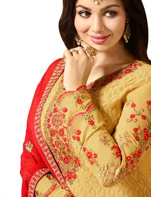 Beige embroidered georgette salwar 2