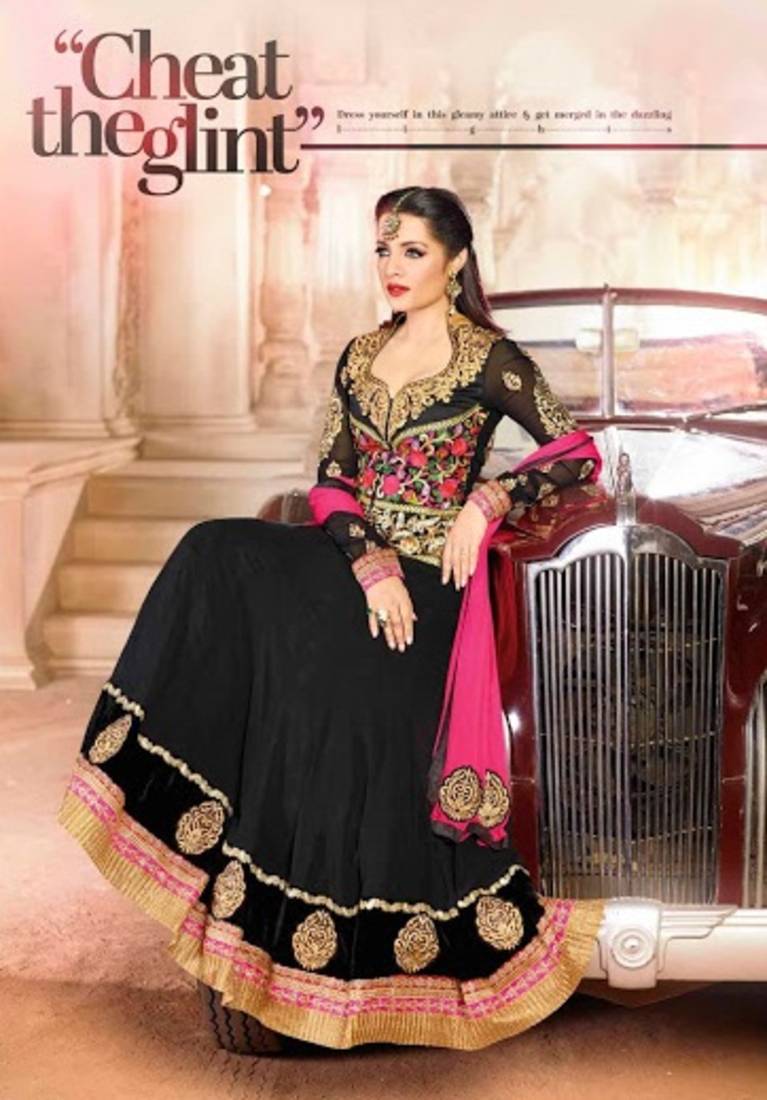 Majestic heavy hand worked anarkali salwar kameez by celina jaitley
