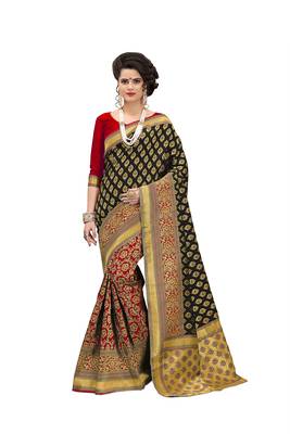 Multicolor woven banarasi art silk saree with blouse 1