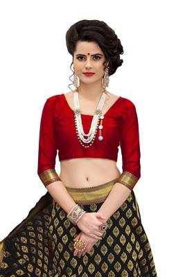 Multicolor woven banarasi art silk saree with blouse 4