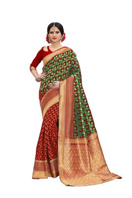Multicolor woven banarasi art silk saree with blouse 1