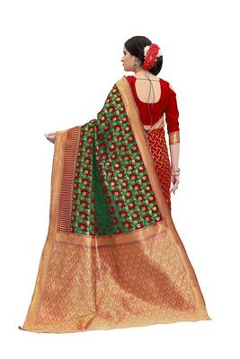 Multicolor woven banarasi art silk saree with blouse 3