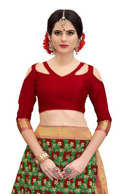 Multicolor woven banarasi art silk saree with blouse 4