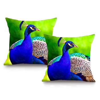Peacock Digital Printing Cushion Cover (16 x 16 Inch) 1